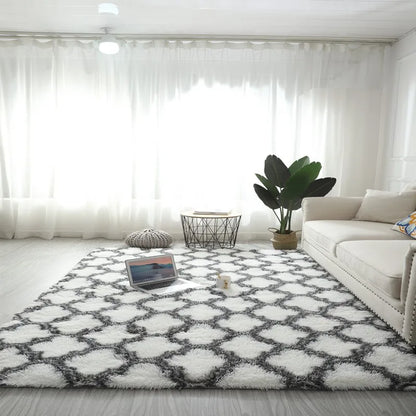 VIKAMA Geometric Plush Area Rug – Ultra Soft Large Carpet for Living Room, Coffee Table & Kids Bedroom