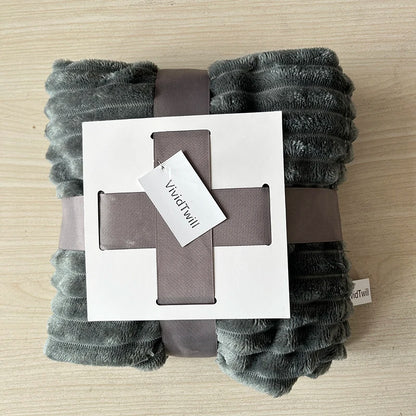 VividTwill 1pc Fluffy Coral Velvet Blanket Air-Conditioned Flannel Plush Comfortable Thickened Warm Soft Throw Blanket Bed Cover