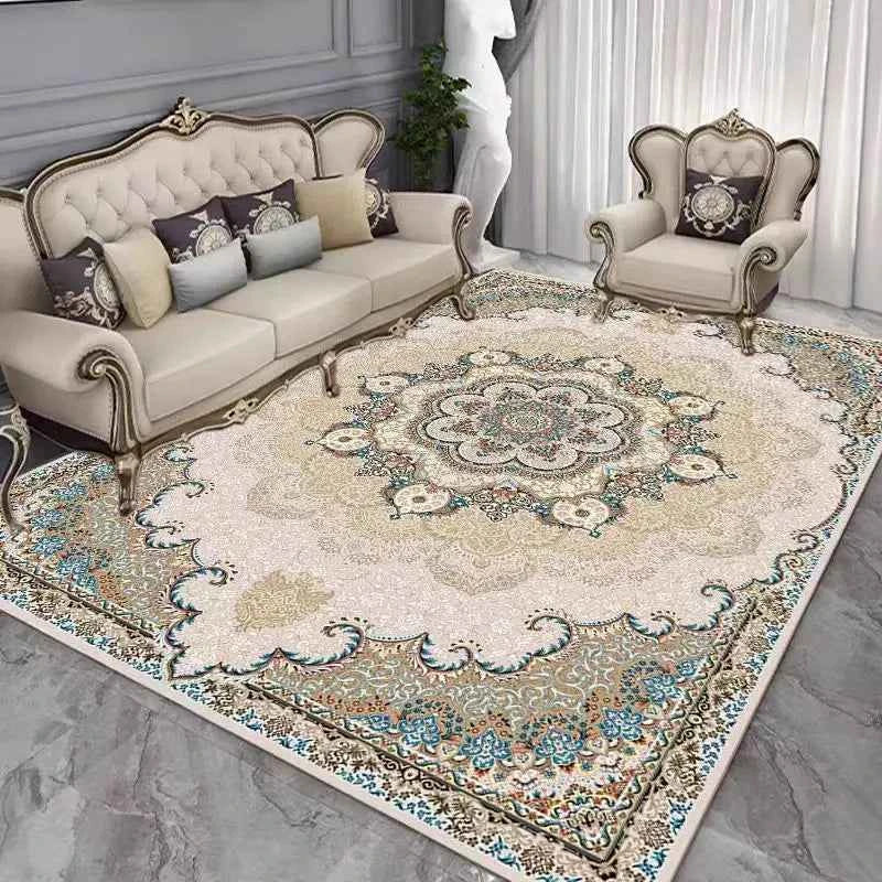 vikama French retro Persian carpet door non-slip mat living room sofa tea table crystal velvet large carpet bedroom bed rug