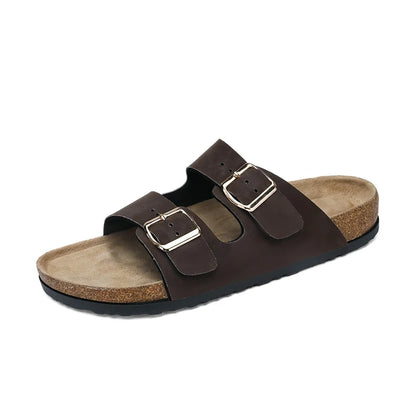 Plus Big Size 49 50 51 Cork Slippers Adjustable Double Buckle Sandals Clogs Artificial Leather Men Women Summer Casual Shoes