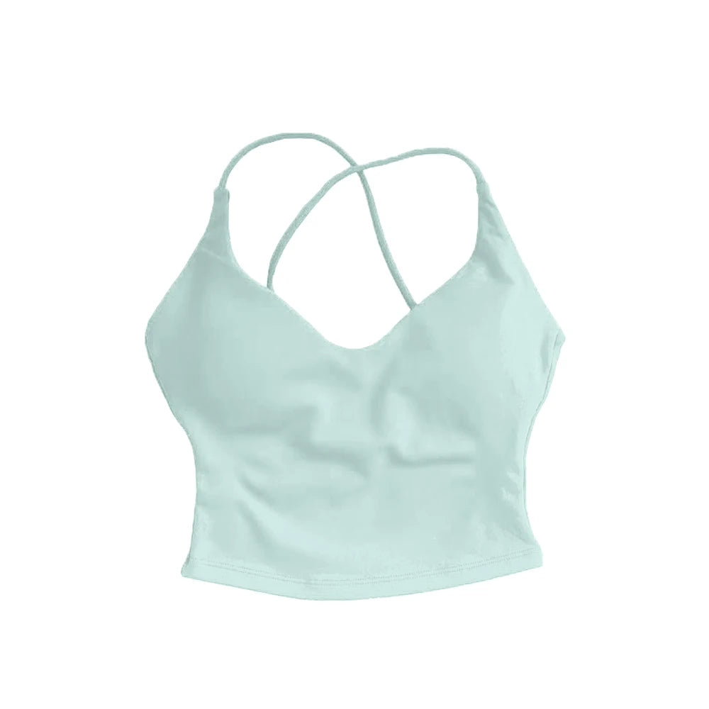 Dynamic Strappy Push-Up Fitness Tank Top — Back Cross Sports Bra