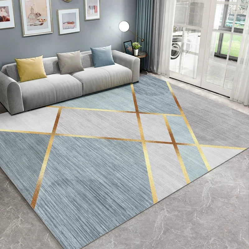 VIKAMA Light Luxury Living Room Carpet – Non-Slip Washable Floor Mat for Sofa & Bedroom