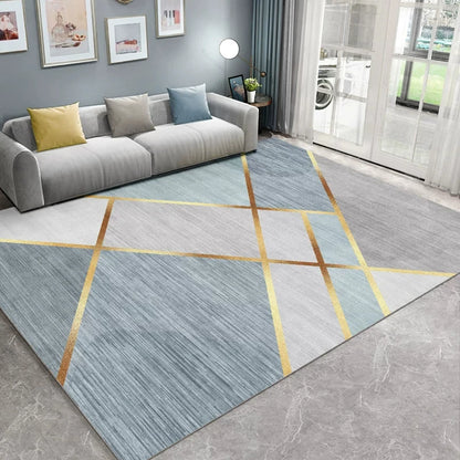 VIKAMA Light Luxury Living Room Carpet – Non-Slip Washable Floor Mat for Sofa & Bedroom