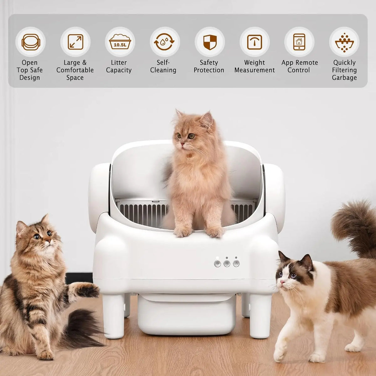Open-Top Automatic Self-Cleaning Cat Litter Box with App Control