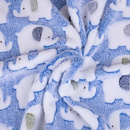 Cartoon Elephant Flannel Pet Blanket, Dogs & Cats