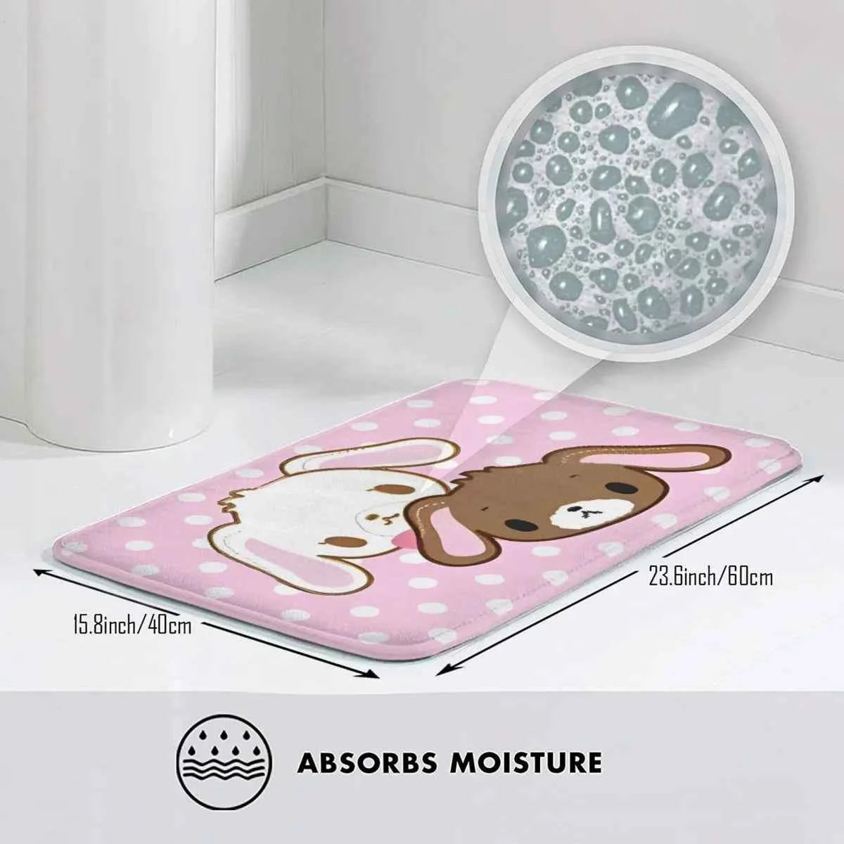 Cute Sugar Rabbit Sugarbunnies Memory Foam Bath Mat Rug Non-Slip Ultra Soft Bathroom Floor Rugs Carpet For Kitchen Shower Bath