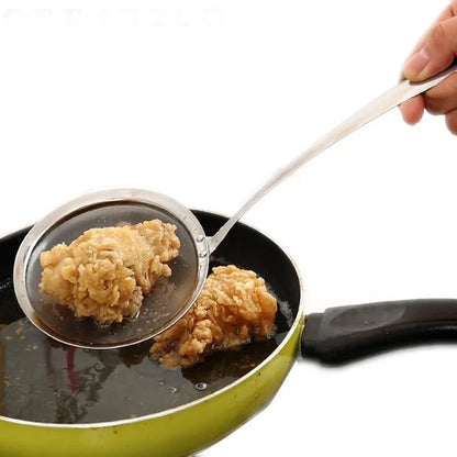 304 Stainless Steel Deep Fine Mesh Strainer and Oil Skimmer with Heat Resistant Handle