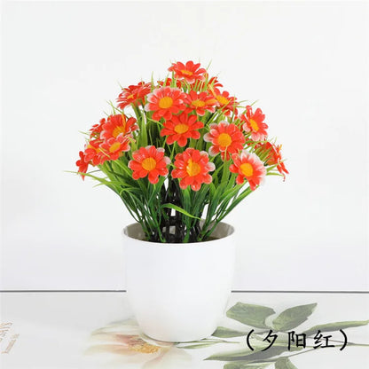 1pc High Quality Green Plant Potted Plants, DIY Desktop Simulation Spring Grass Chrysanthemum, Small Bonsai for Home Decoration