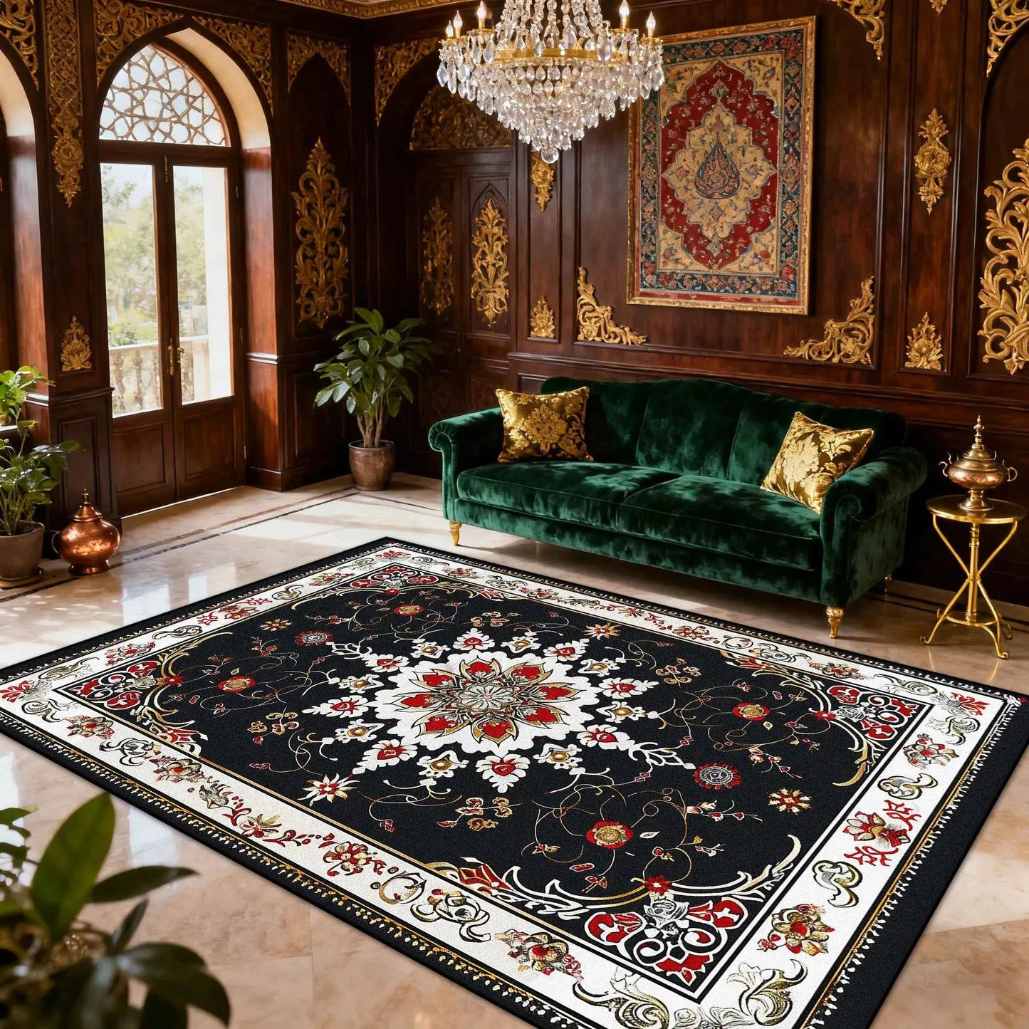 Persian American Retro Carpet Large Area Living Room Decoration Home Ethnic Style Bedroom Rug Cloakroom Lounge Soft Mat Washable