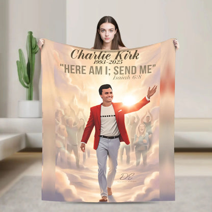 Charlie Kirk Angelic Advocate Blanket  Super Warm Funny Plush Throw Blanket For Boy Girl Living Room Flannel Bedspread Bed Cover