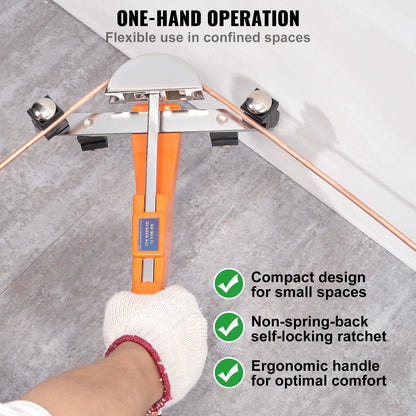 Pipe Tube Bender Ratcheting Reverse Tubing Bending Tool with 7 Dies Pipe Cutter for Air Conditioning Refrigerator Repair