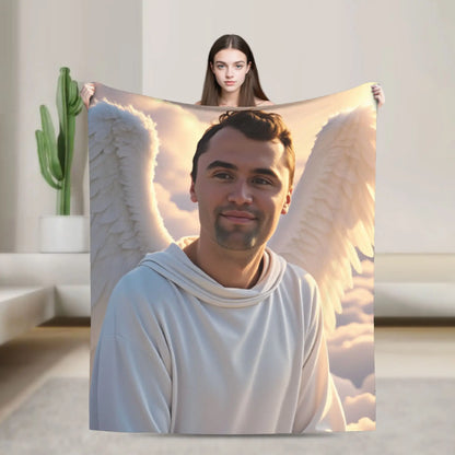 Charlie Kirk Angelic Advocate Blanket  Super Warm Funny Plush Throw Blanket For Boy Girl Living Room Flannel Bedspread Bed Cover