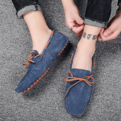 Men's Suede Loafers | Classic Leather Slip-On Driving Flats | Plus Size 38-49
