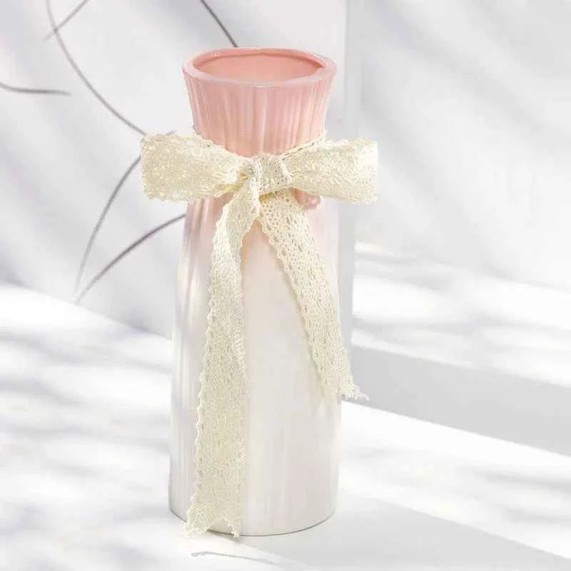 Nordic Plastic Vase Simple Pink Fresh Flower Pot Storage Bottle for Flowers Living Room Modern Home Decorations Ornaments