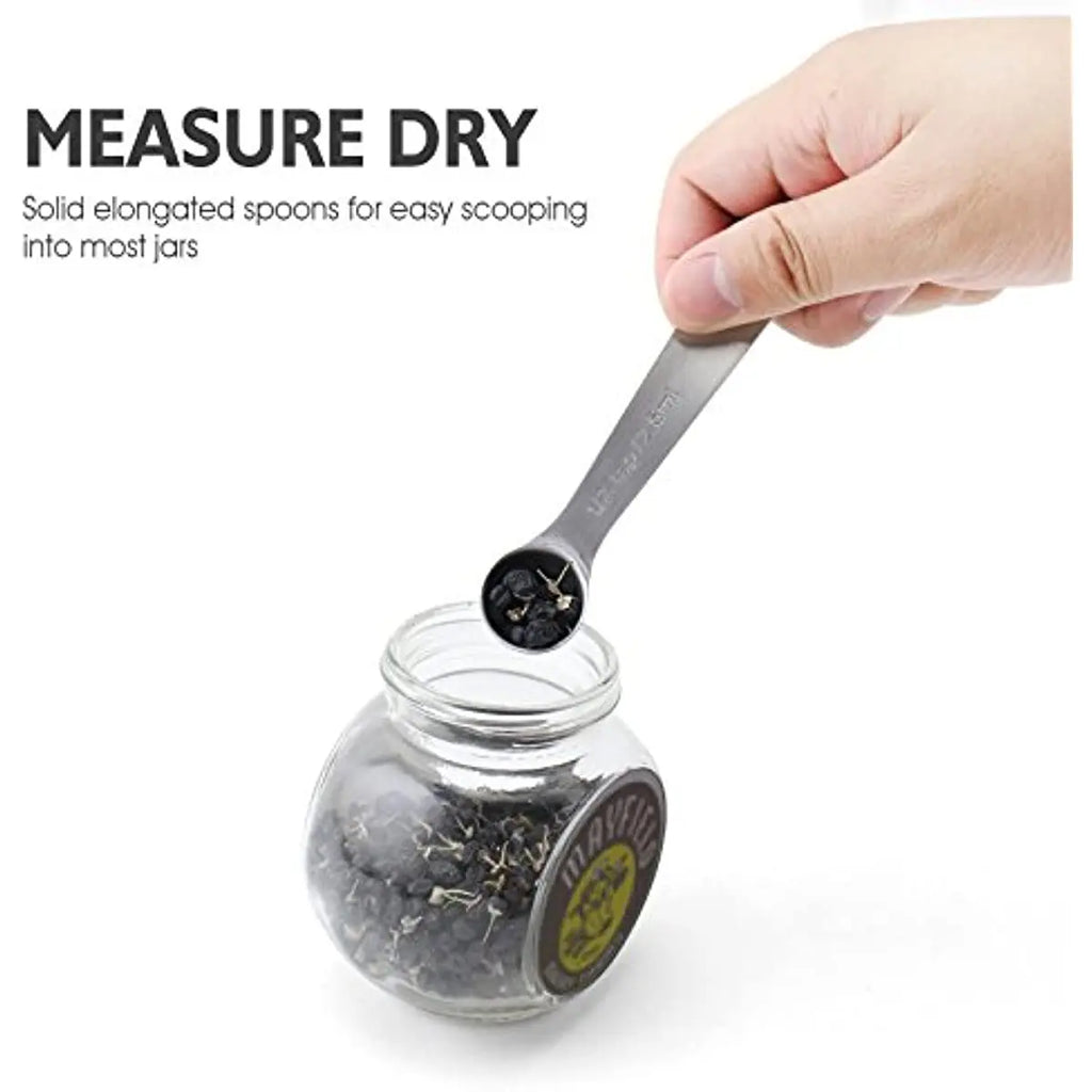 6 in 1 Measuring Spoon Stainless Steel Seasoning Coffee Tea Premium Stackable Bakery Tool with Scale Kitchen Supplies