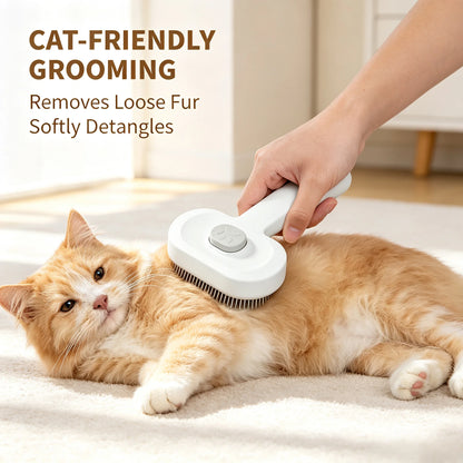 Self-Cleaning Slicker Brush, One-Button Hair Release