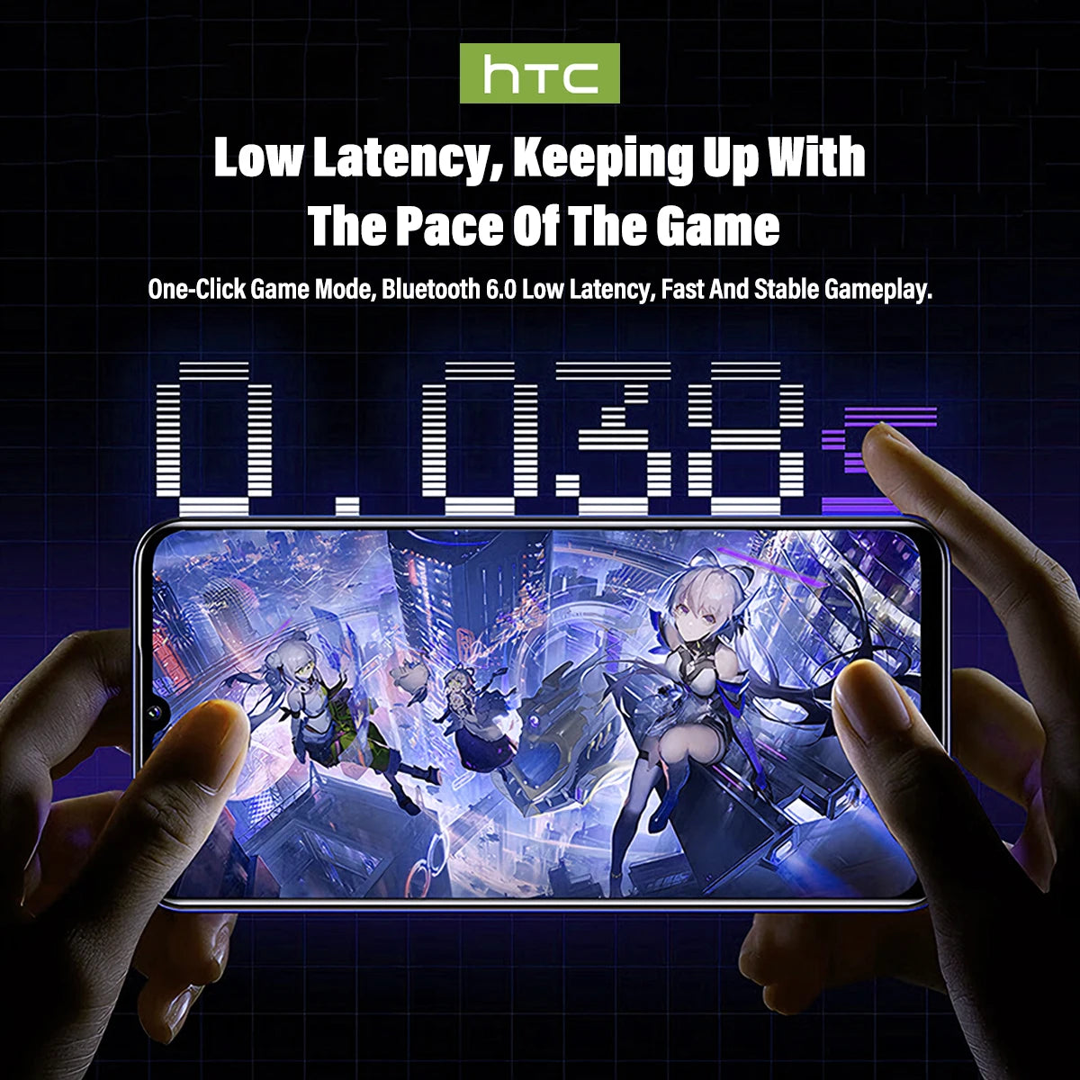 HTC NE70 Wireless Earbuds – Bluetooth 6.0, AI Translator, HD LCD Display, 30H Battery