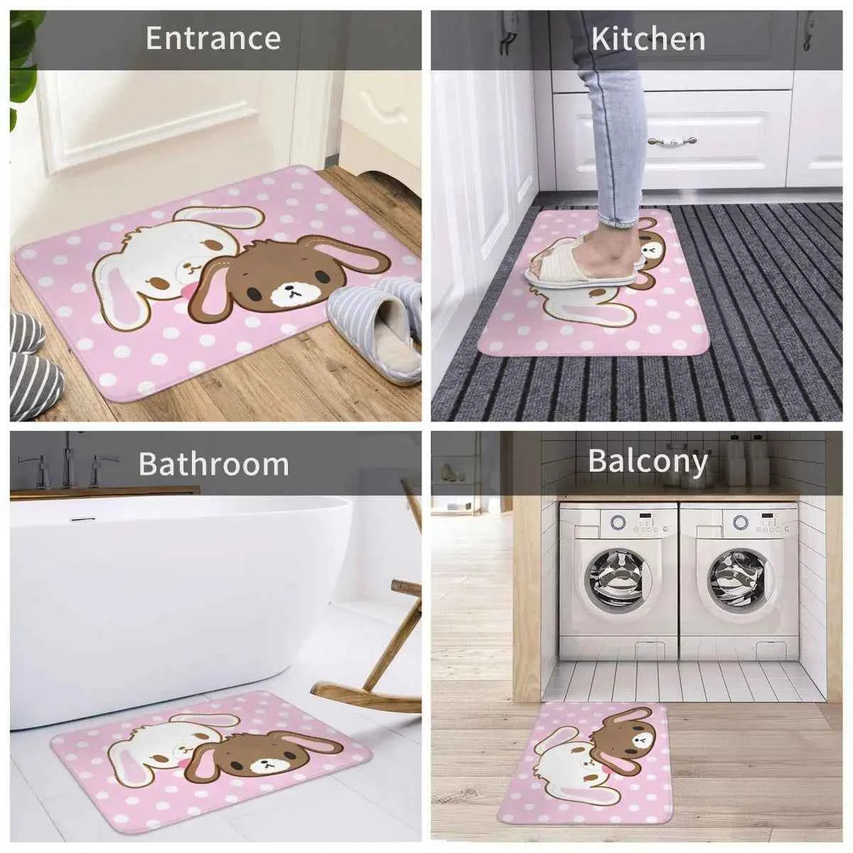 Cute Sugar Rabbit Sugarbunnies Memory Foam Bath Mat Rug Non-Slip Ultra Soft Bathroom Floor Rugs Carpet For Kitchen Shower Bath