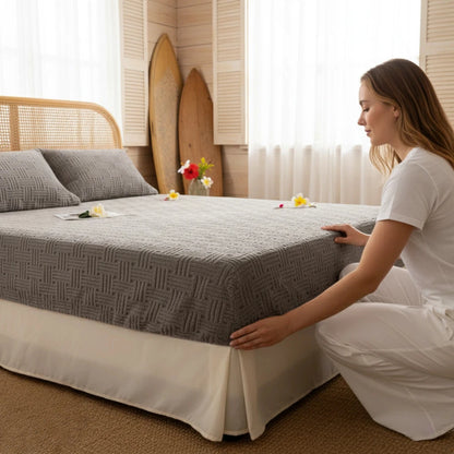 Waffle Cross Stripe Fitted Sheet, Deep Pocket, Soft