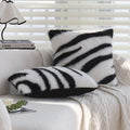 Zebra Print Faux Fur Cushion Cover, Black & White