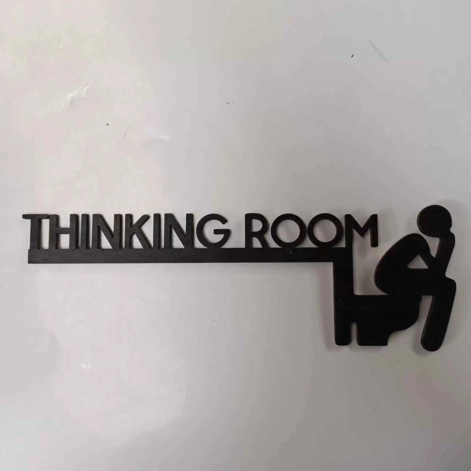 Funny Letter Door Topper Decor Bathroom Thinking Room Wood Toilet Door Sign Unique Thinking Room Home Wall Ornaments Creative
