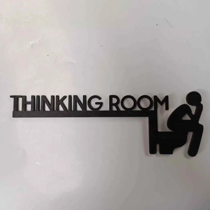 Funny Letter Door Topper Decor Bathroom Thinking Room Wood Toilet Door Sign Unique Thinking Room Home Wall Ornaments Creative