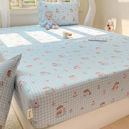 Green Floral Fitted Bed Sheet | Single, Queen, King