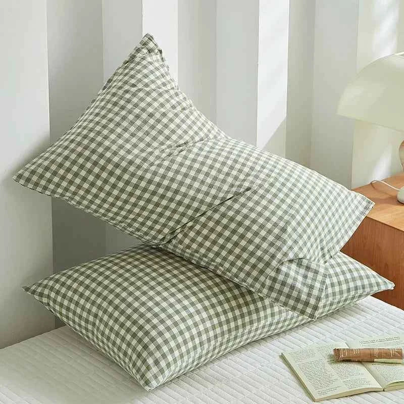Pillowcase Envelope Style Plaid Couples Plain Ins 48x74cm 100% Pure Cotton Home Textile Household Bedroom Throw Pillow Case
