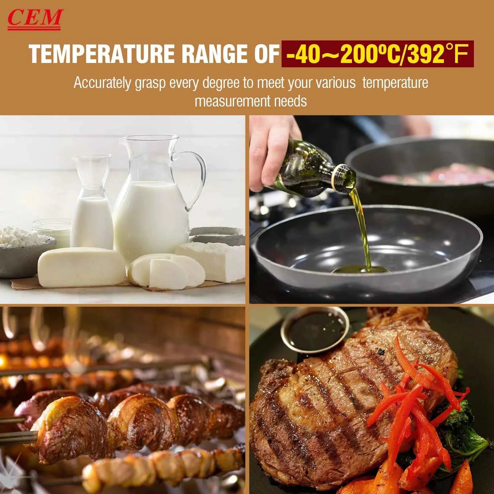CEM DT-133A Pen Type Thermometer Digital Cooking Pocket Thermometer With Backlight and Magnet for BBQ