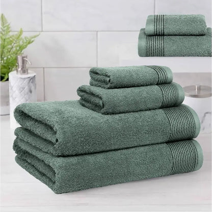 6-Piece Cotton Towel Set: 2 Bath, 2 Hand, 2 Washcloths - Jade