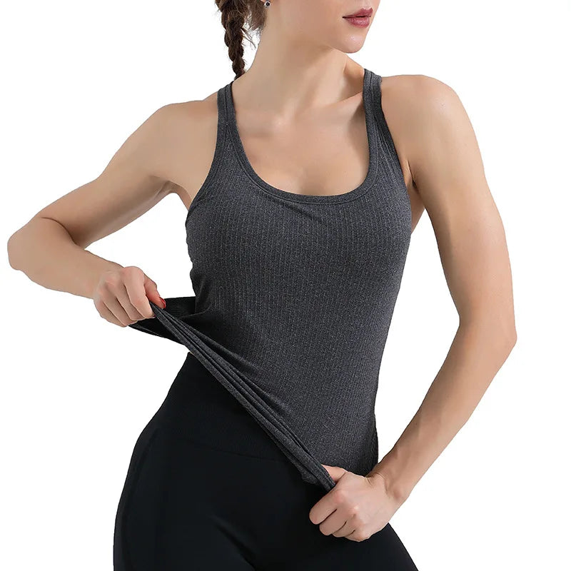 Women’s Yoga Vest Sports Bra — Chest Cushion Athletic Crop Top