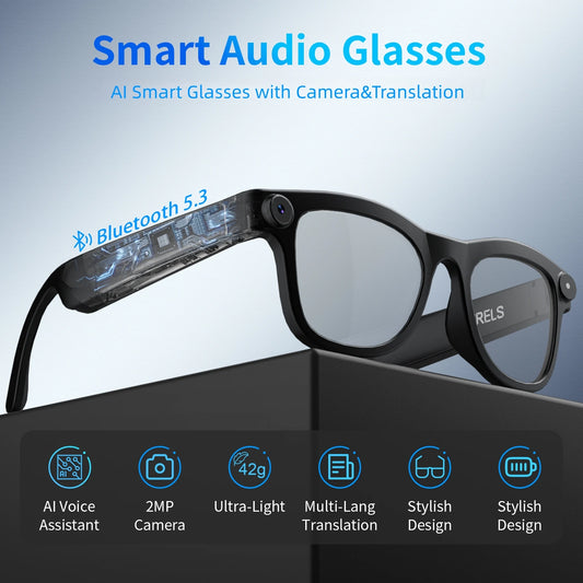 Gemirels Smart Glasses – 207MP Camera, AI Translation, Bluetooth 5.3, Music & Calls