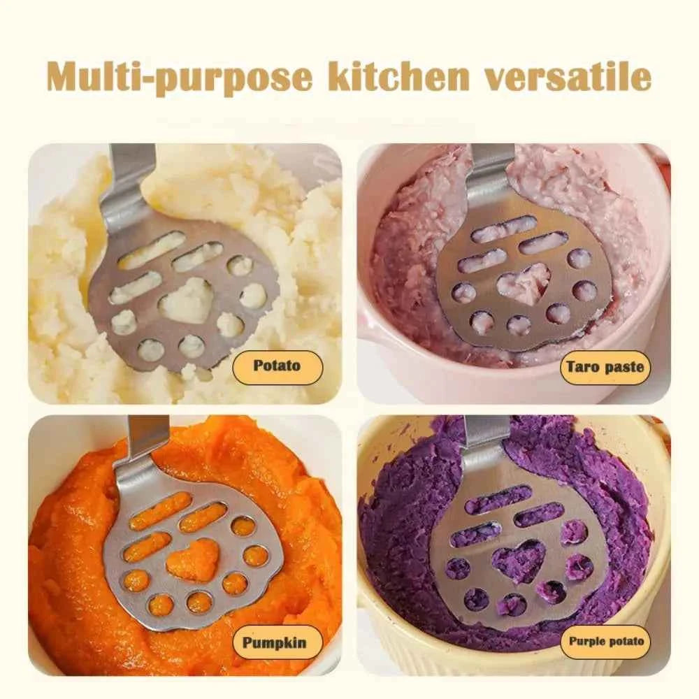 Stainless Steel Wooden Handle Manual Potato Masher Fruit Vegetable Pressure Masher Mud Machine Kitchen Gadgets Mashing Tools