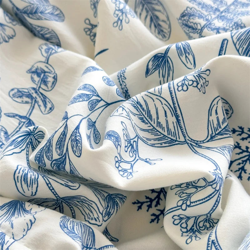 Floral Washed Cotton Fitted Sheet | Single-King