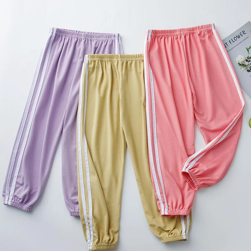 1/3 Pieces Children's Summer Solid Color Basic Sports Pants Boys Casual Joker Elastic Waist Girl Sweet and Lovely Mosquito Pants