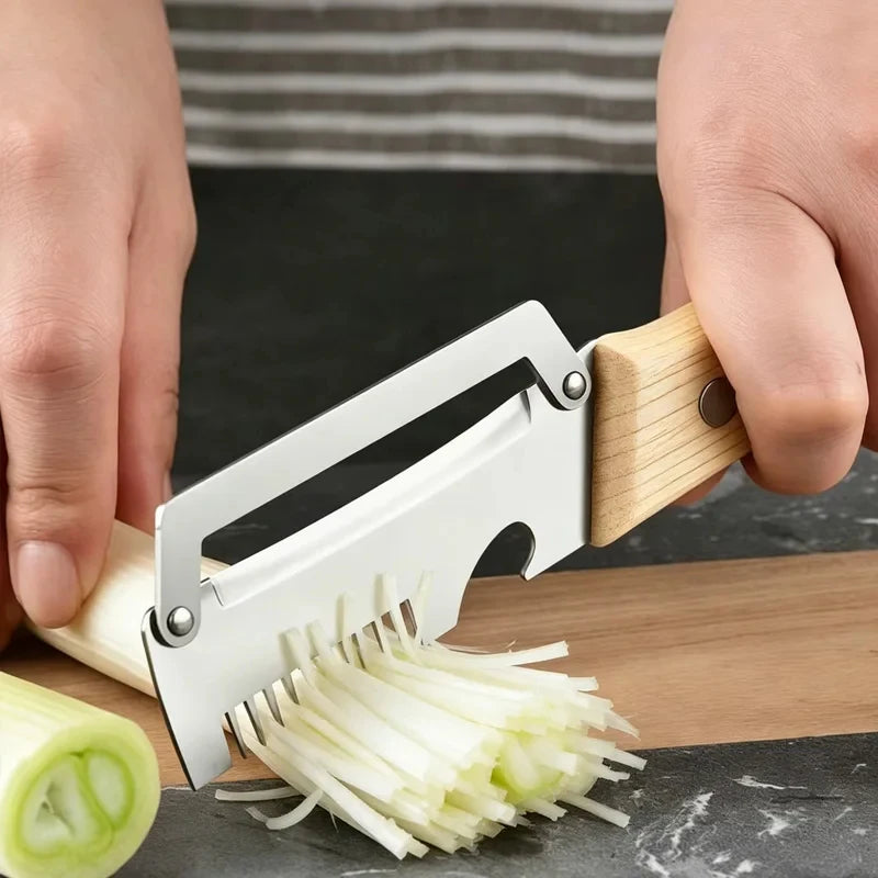 Stainless Steel Kitchen Peeler with Wooden Handle for Fruit and Vegetable Peeling and Slicing