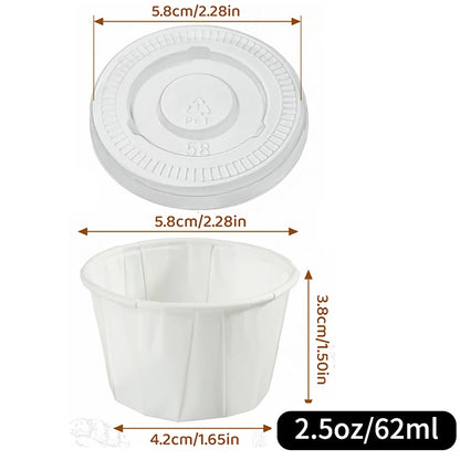 100pcs Disposable Paper Medicine Cups | 0.75/1/2.5oz Mini Cups for Pills Sauce & Food Tasting