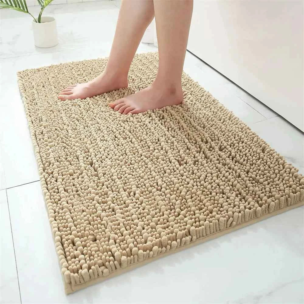 Olanly Chenille Bathroom Rug Extra Soft Shaggy Bath Mat Non-Slip Bathroom Floor Mat Water Absorbent Plush Microfiber Rugs Shower