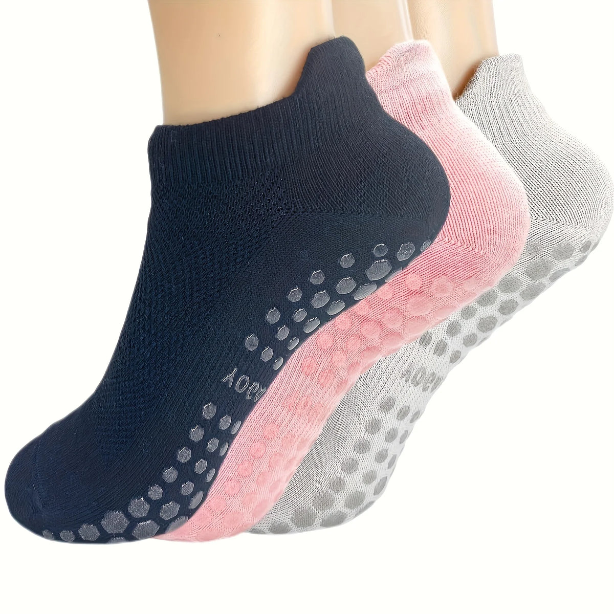 3 Pairs Grip Pilates Socks for Women Yoga Athletic Socks for Barre Ballet Barefoot Workout