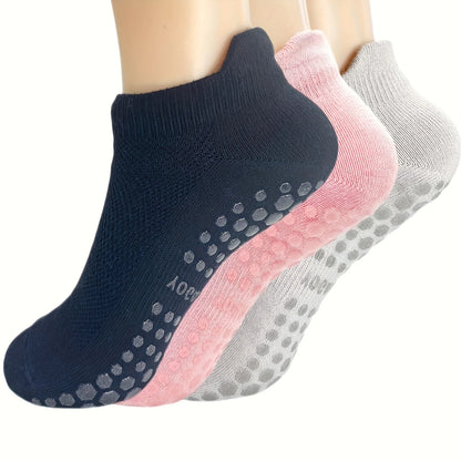 3 Pairs Grip Pilates Socks for Women Yoga Athletic Socks for Barre Ballet Barefoot Workout