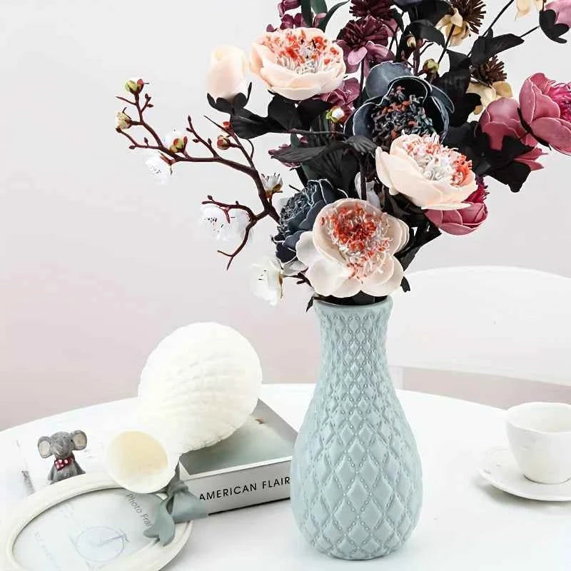 1pc Imitation Ceramic Plastic Vase, Suitable For Creative Flower Arrangement Decoration Of Rooms, Weddings, And Scenes