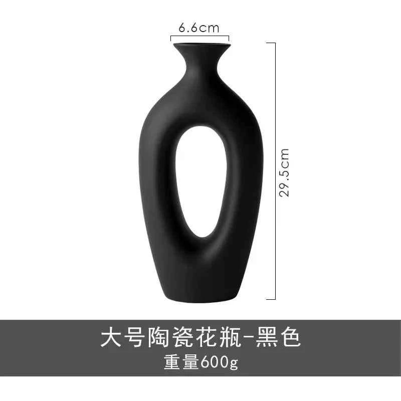 Ceramic Vase Hollow Pipe Irregular Hand-made Vase White Rough Pottery and Porcelain Crafts Floral Arrangement Accessories