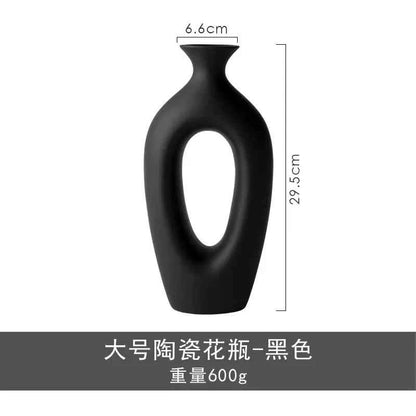 Ceramic Vase Hollow Pipe Irregular Hand-made Vase White Rough Pottery and Porcelain Crafts Floral Arrangement Accessories