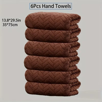 4/6 Pcs Towel Set - Soft Hand Towel Absorbent Bath towel Set 2 Size