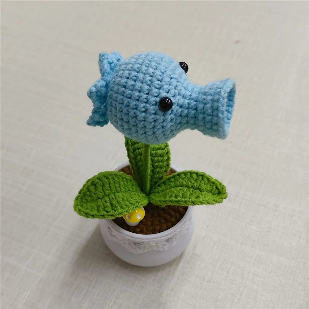 Plants Zombies Sunflower Pea Flower Pot Plants Desktop Weaving Decorations Home Office Ideal Gifts Friends Table Decorations