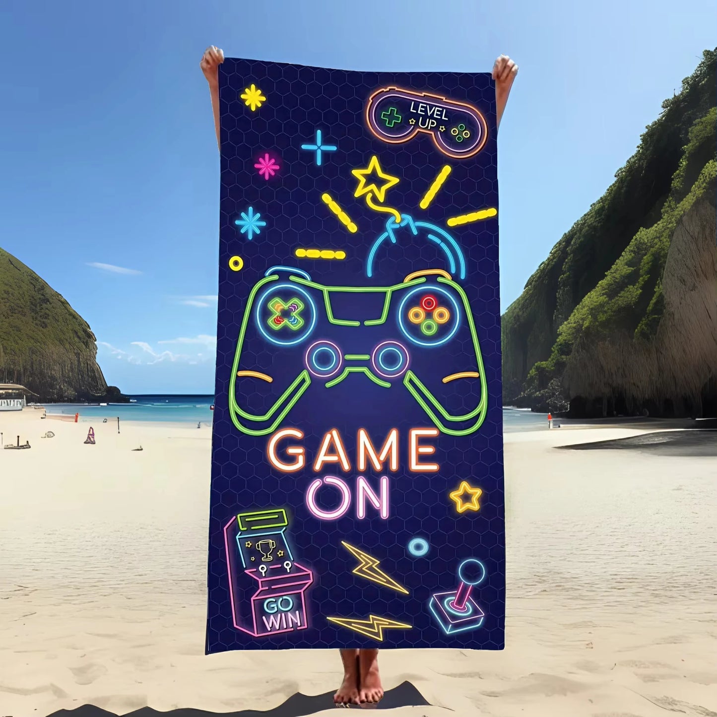 Microfiber Game Print Beach Towel | Quick-Dry Soft Lightweight Summer Towel