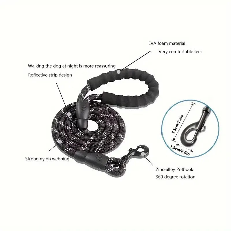 Heavy-Duty Reflective Dog Leash with Padded Handle