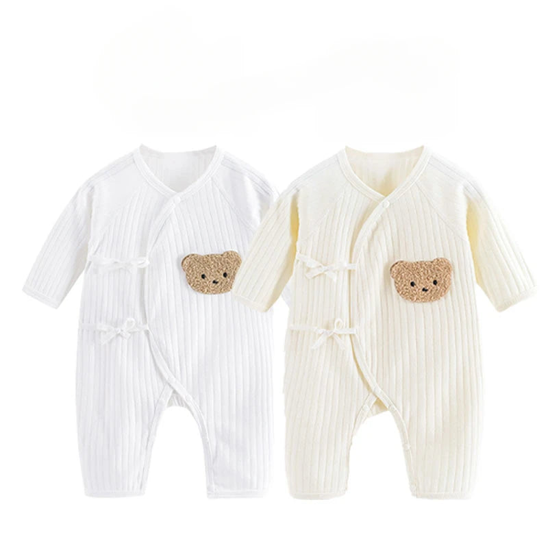 Somenie Infant Knitting Jumpsuit 100% Cotton Long Sleeve Romper One Piece Outfit for Boys & Girls Newborn Baby 4 Seasons Wear