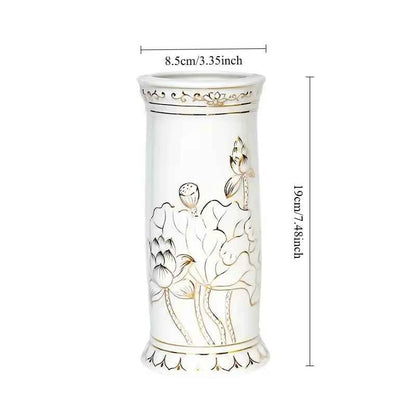 Home Ceramics Lotus Vases Ornaments Buddha Hall Worship Accessories Living Room Flower Arrangement Vase Decoration Crafts