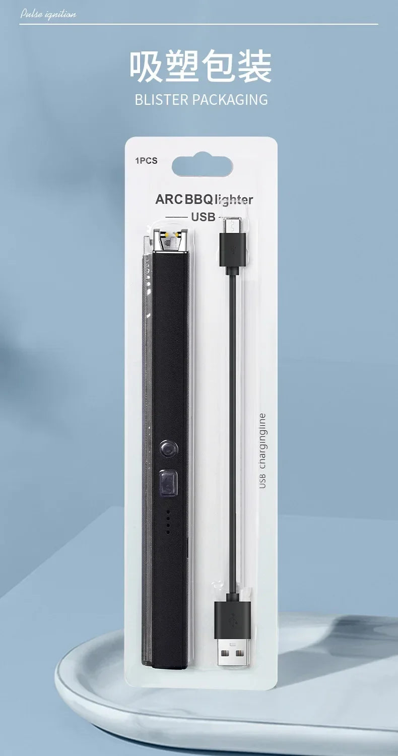 Windproof USB Electric Lighter with Safety Lock & LED Battery Display
